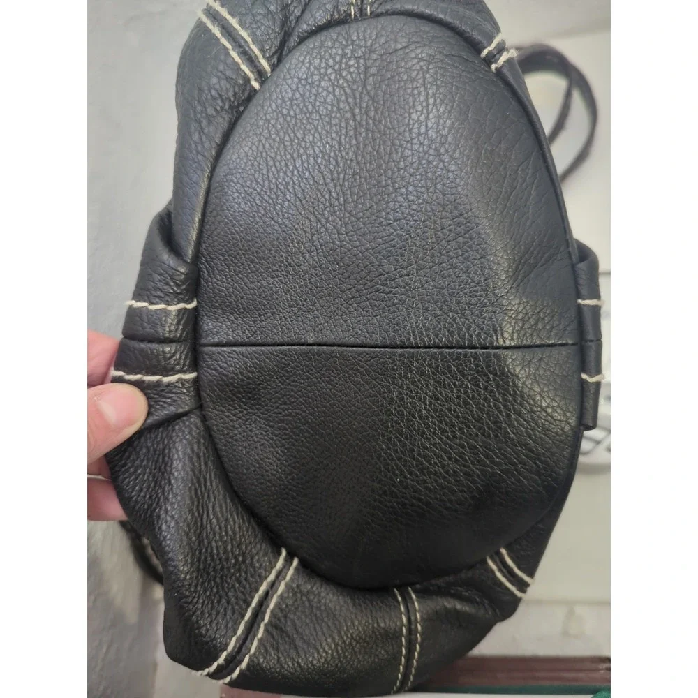 TIGNANELLO SOFT LEATHER HANDBAG MEDIUM BLACK HOBO SHOULDER BAG Zip SIDE POCKETS